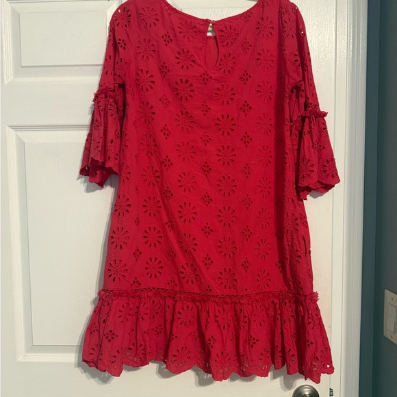 Anthropologie Coral Eyelet Dress - Picture 2 of 3